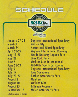 2007 Rolex Schedule